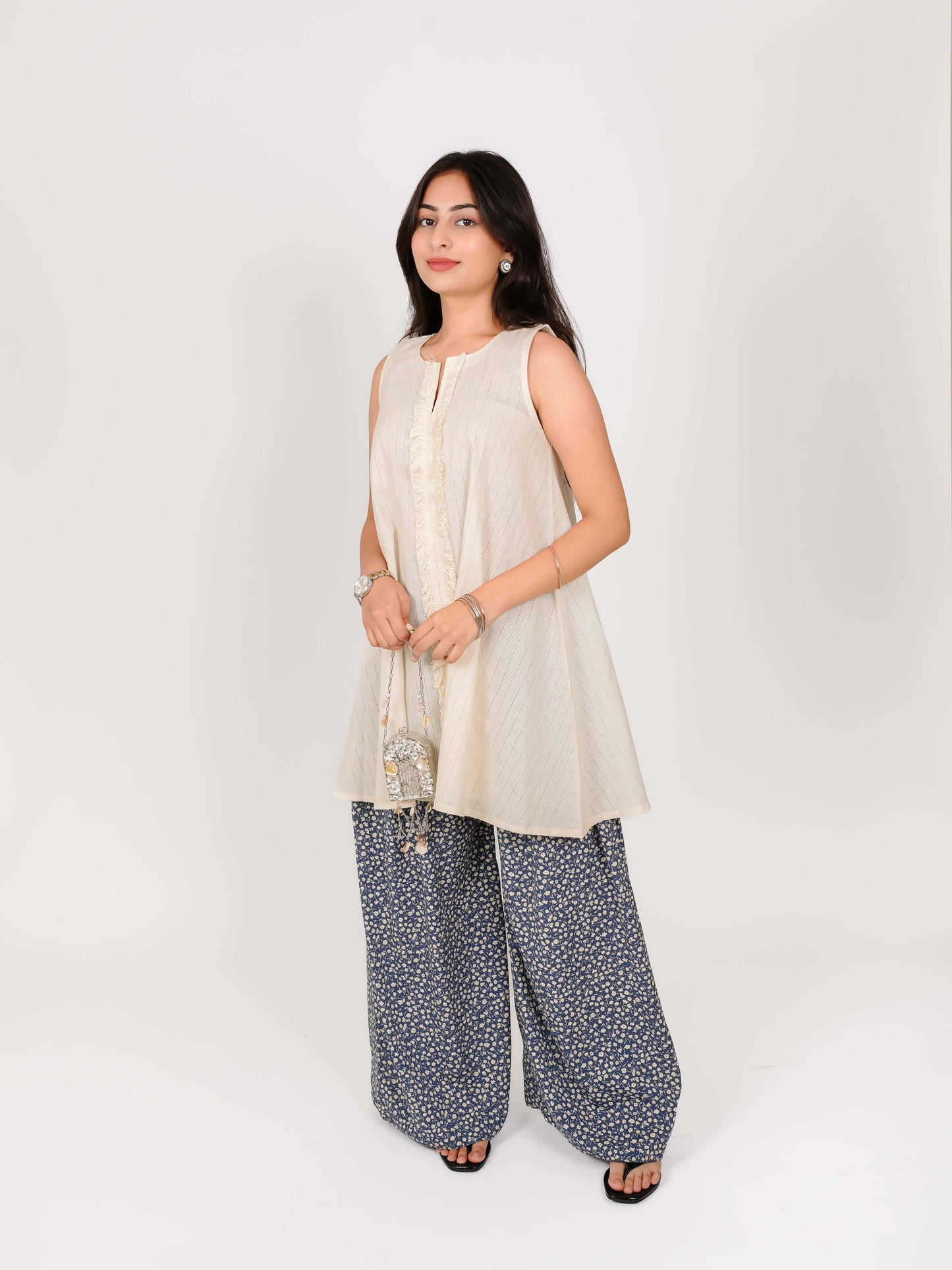 MONOMEE VAYANI BLUE FLORAL FARSHI SALWAR SET