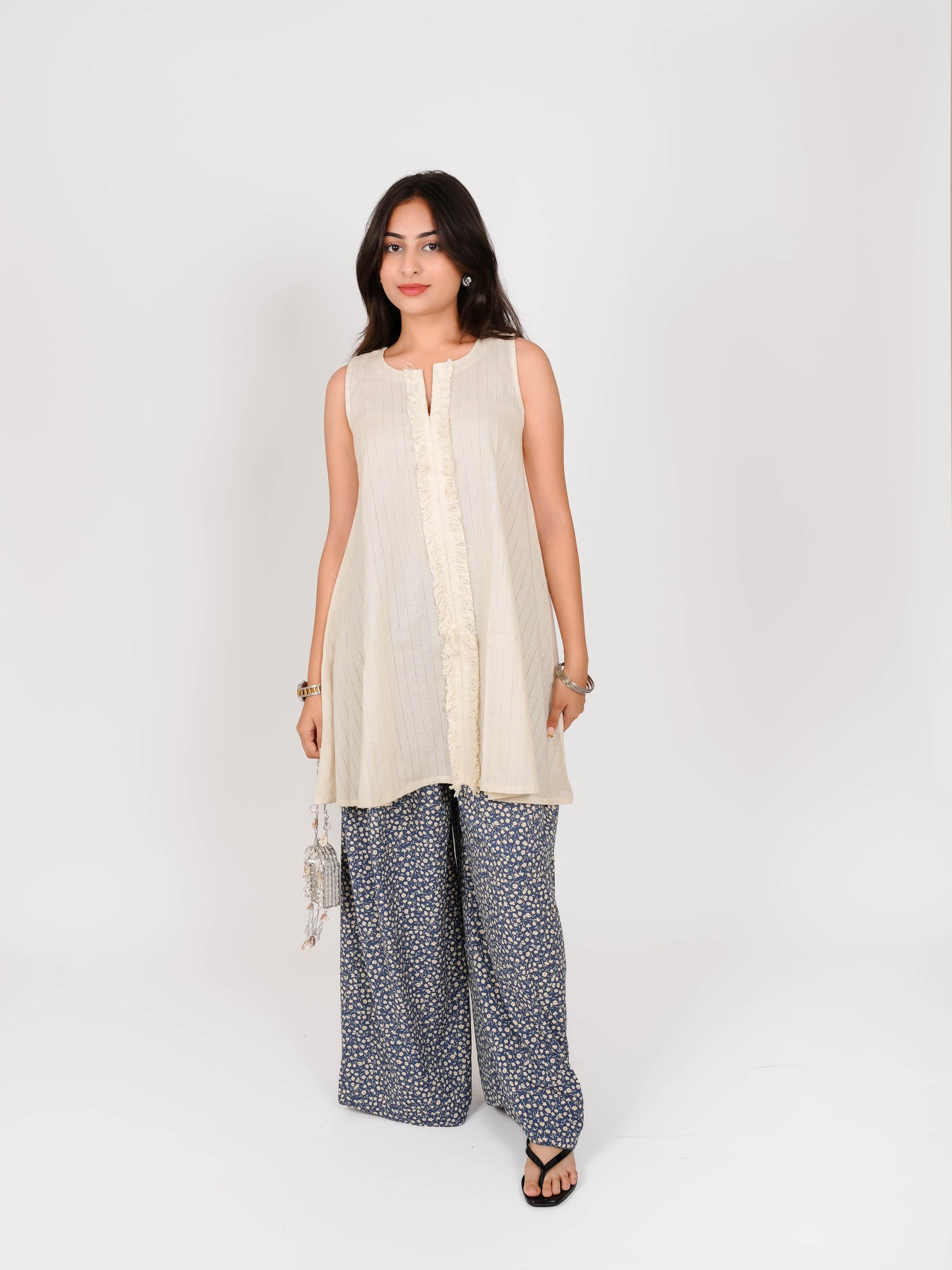 MONOMEE VAYANI BLUE FLORAL FARSHI SALWAR SET