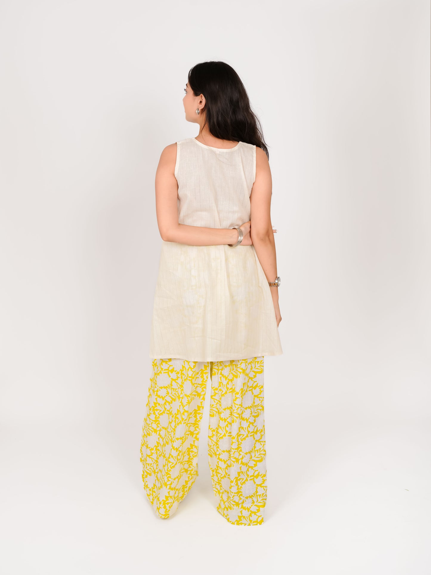 MONOMEE NAMYA YELLOW FLORAL FARSHI SALWAR SET