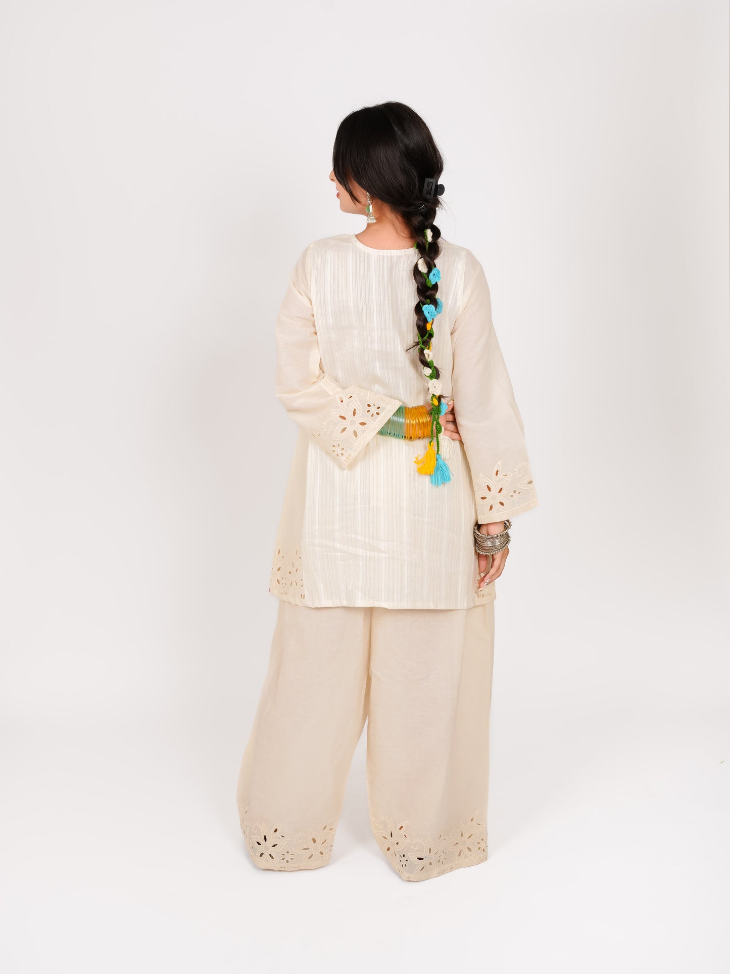 INAYA OFF-WHITE SCHIFFLI FARSHI SALWAR SET