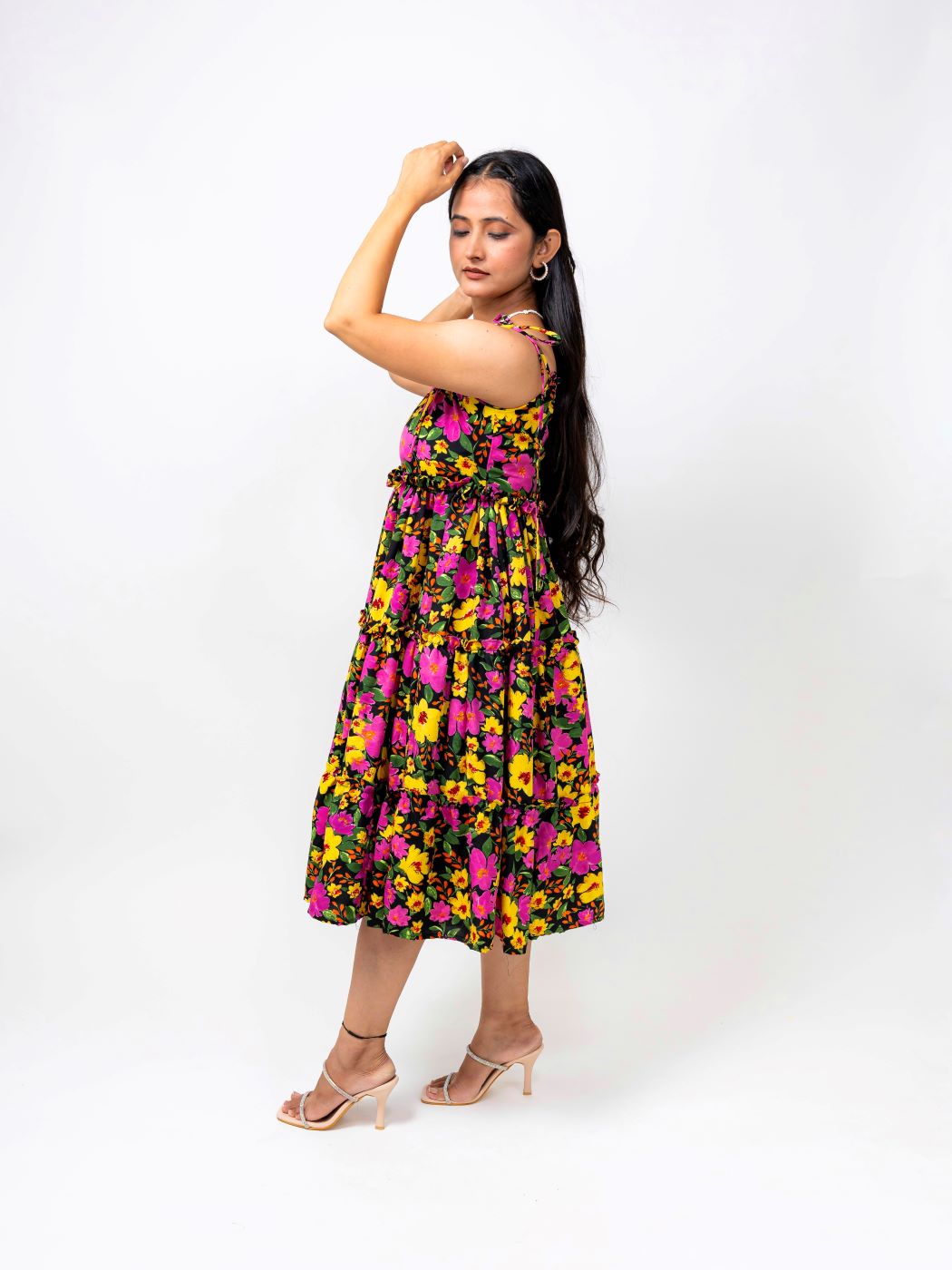 JULIET FLORAL HALTER NECK DRESS