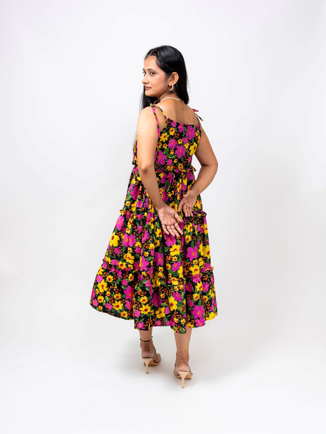 JULIET FLORAL HALTER NECK DRESS