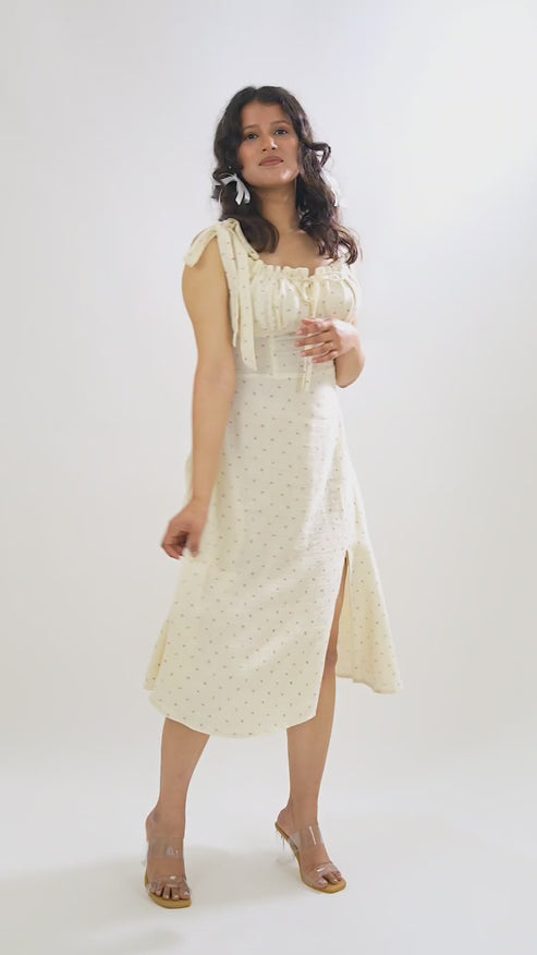 MONOMEE MARILYN SHOULDER-TIE STRAP SUNDRESS WITH POCKETS